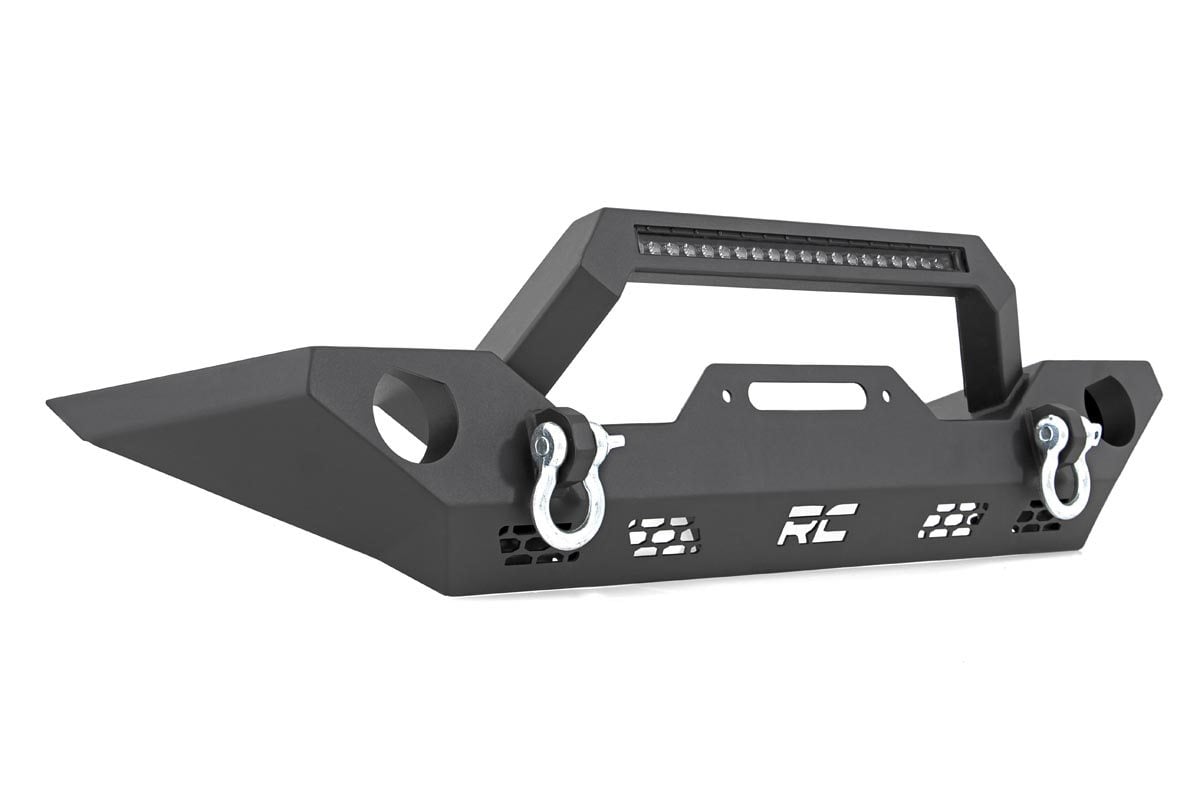 Jeep Wrangler Front Bumper - Rough Country - Sport | OE Fog | Full Width LED Winch Bumper - '07-'10